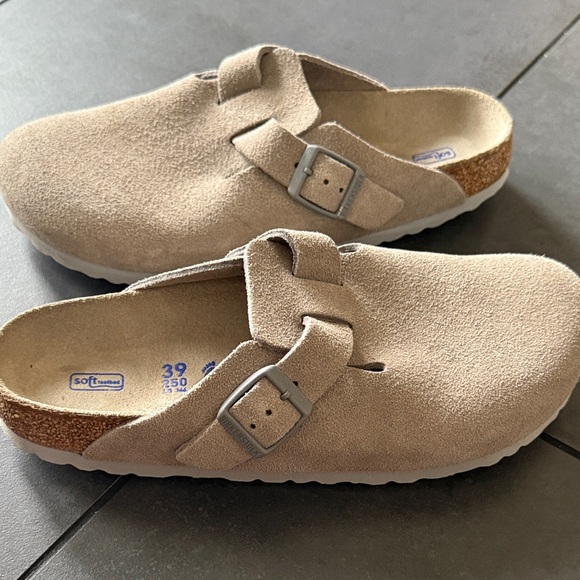 Birkenstock Beige Suede Clogs - Picture 10 of 12